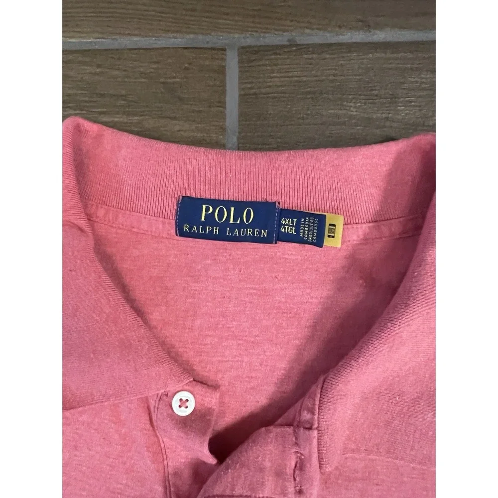 Polo Ralph Lauren Men's Polo Shirt 4XLT Red Short Sleeve Flesh Pony Big Tall